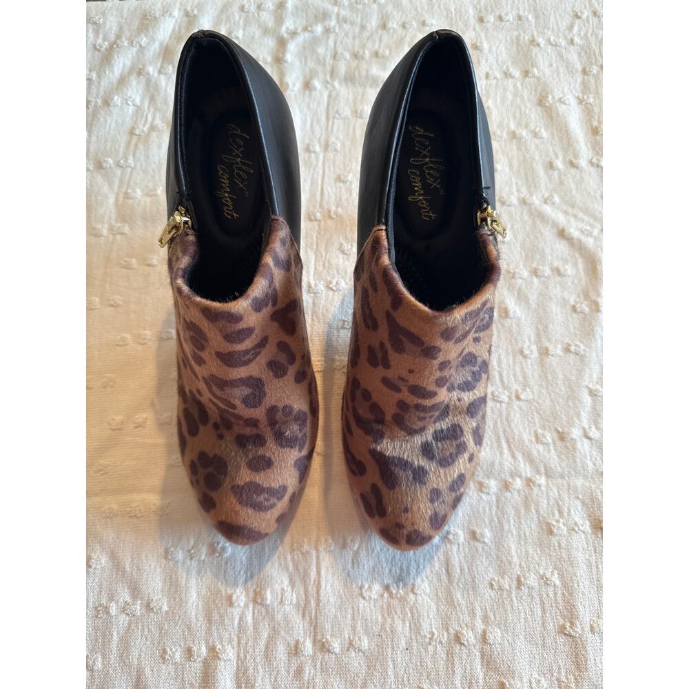 Dexflex Comfort Leopard & Black Heeled Booties – Size 9